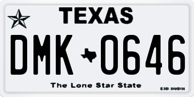 TX license plate DMK0646