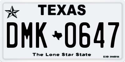 TX license plate DMK0647