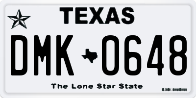 TX license plate DMK0648