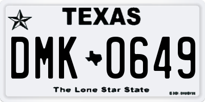 TX license plate DMK0649