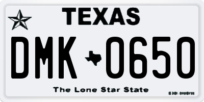 TX license plate DMK0650