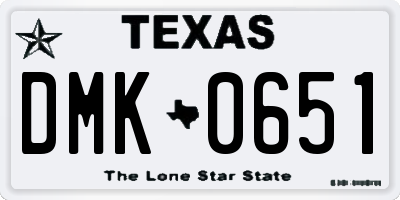 TX license plate DMK0651