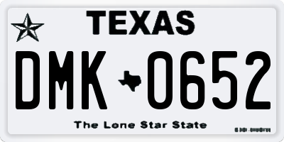 TX license plate DMK0652
