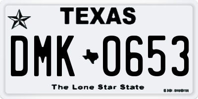TX license plate DMK0653