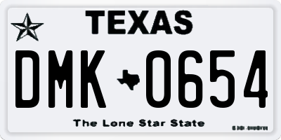 TX license plate DMK0654