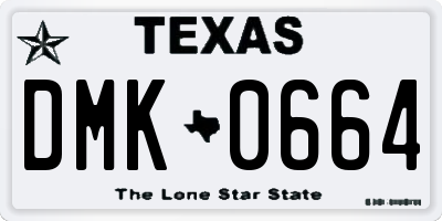 TX license plate DMK0664