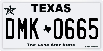 TX license plate DMK0665