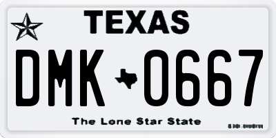 TX license plate DMK0667