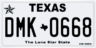 TX license plate DMK0668