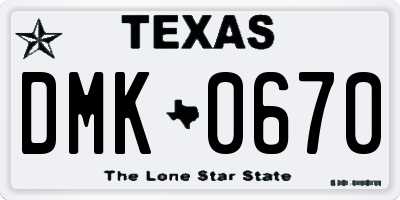 TX license plate DMK0670
