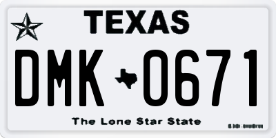 TX license plate DMK0671