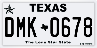TX license plate DMK0678