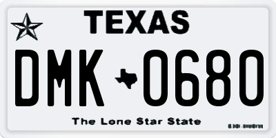 TX license plate DMK0680