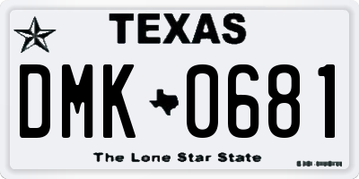 TX license plate DMK0681