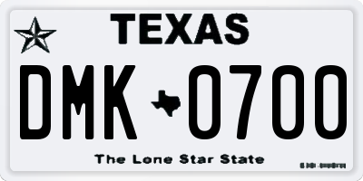 TX license plate DMK0700