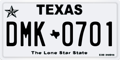 TX license plate DMK0701