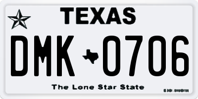 TX license plate DMK0706