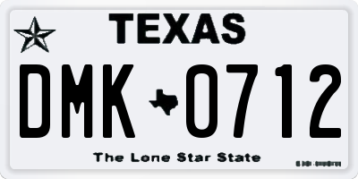 TX license plate DMK0712