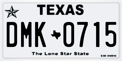 TX license plate DMK0715