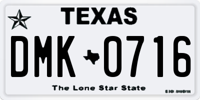 TX license plate DMK0716
