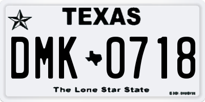 TX license plate DMK0718