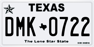 TX license plate DMK0722