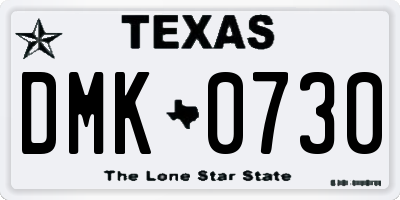 TX license plate DMK0730