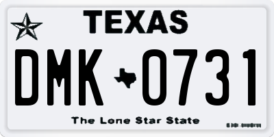 TX license plate DMK0731