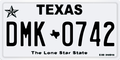 TX license plate DMK0742
