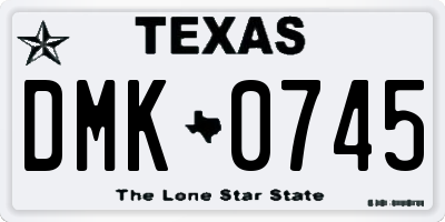 TX license plate DMK0745