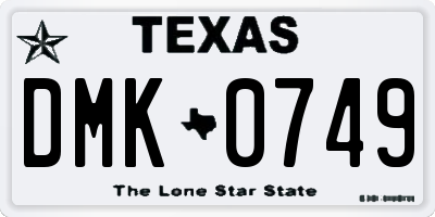 TX license plate DMK0749