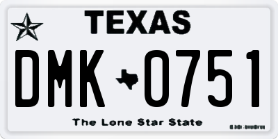 TX license plate DMK0751