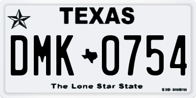 TX license plate DMK0754