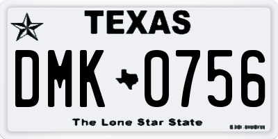 TX license plate DMK0756