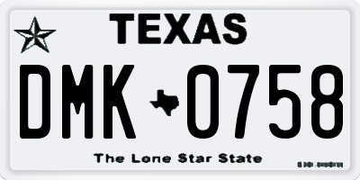 TX license plate DMK0758