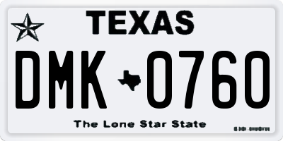 TX license plate DMK0760