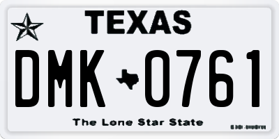 TX license plate DMK0761