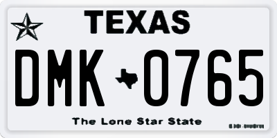 TX license plate DMK0765