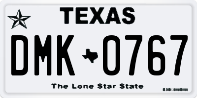 TX license plate DMK0767