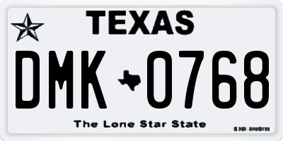 TX license plate DMK0768