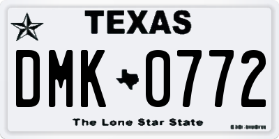 TX license plate DMK0772