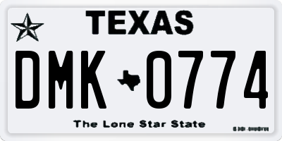 TX license plate DMK0774