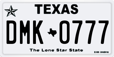 TX license plate DMK0777