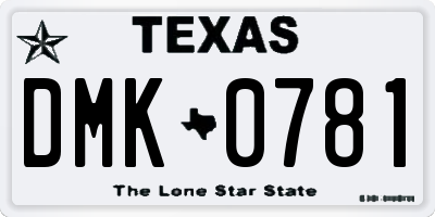 TX license plate DMK0781