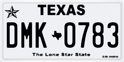 TX license plate DMK0783