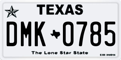 TX license plate DMK0785