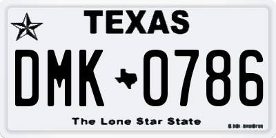 TX license plate DMK0786