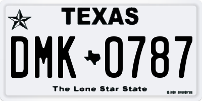 TX license plate DMK0787