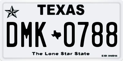 TX license plate DMK0788