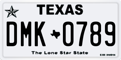 TX license plate DMK0789